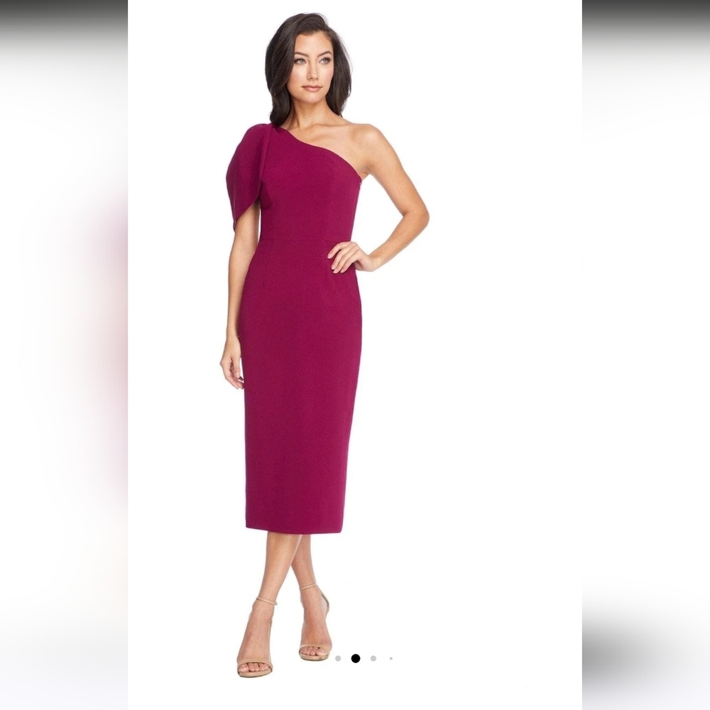NWT Dress the Population One Shoulder Magenta Dress